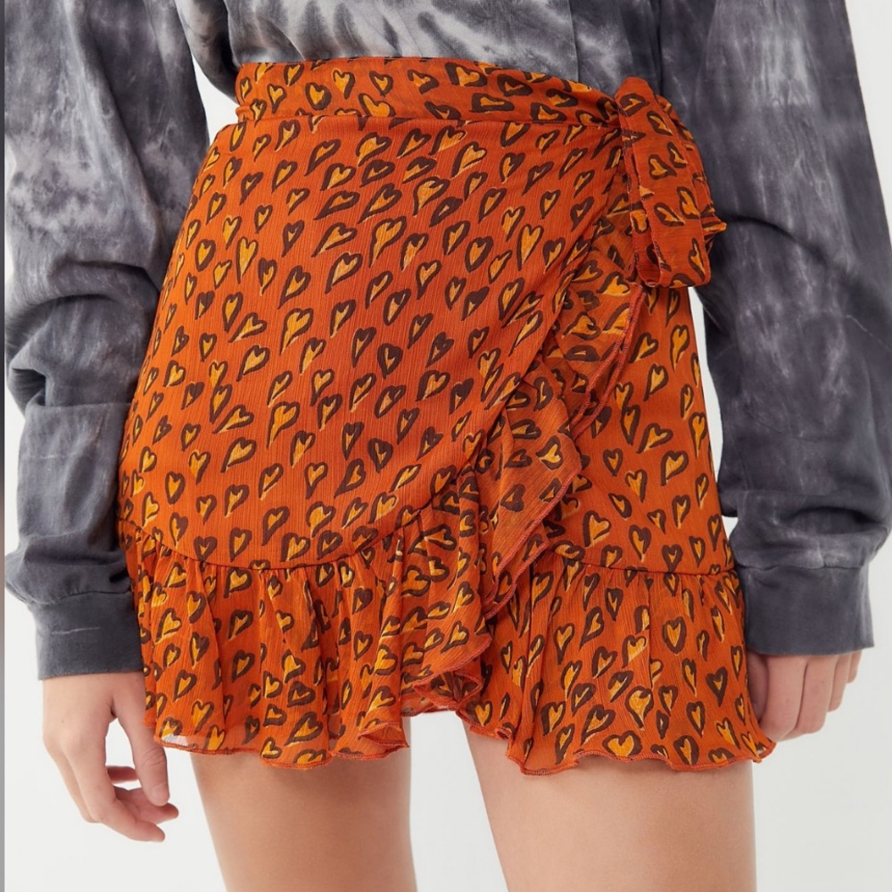 Urban Outfitters Tie Front Ruffle Rara Mini Skirt